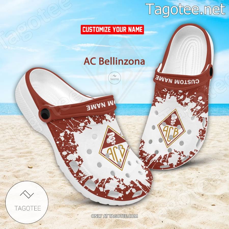 AC Bellinzona Individueller Name Farbspritzer-Stil Crocs Schuhe - Weiß