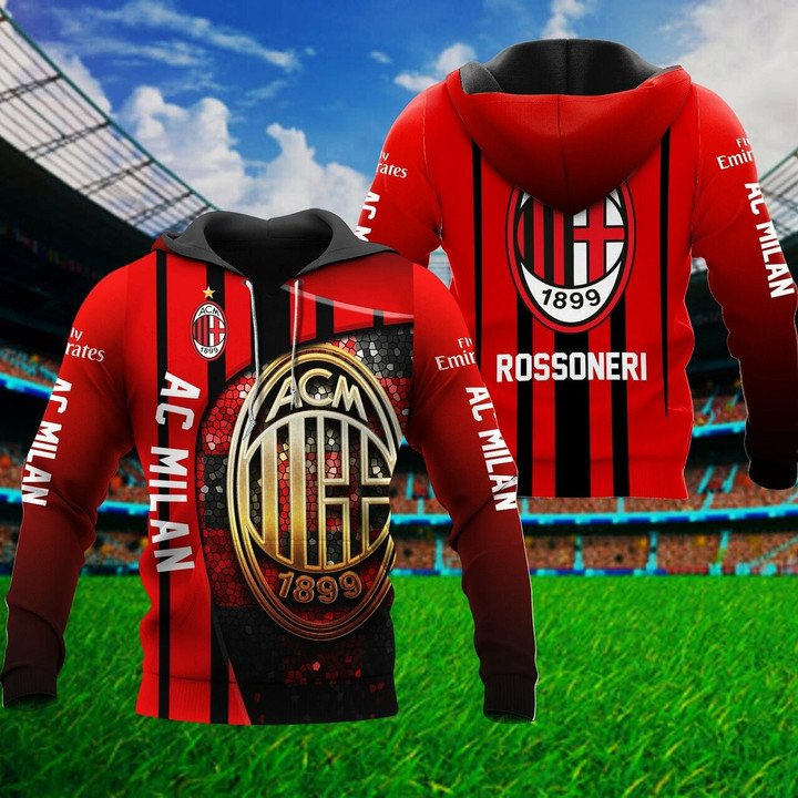AC Milan Rossoneri Rot Schwarz Muster Kapuzenpullover