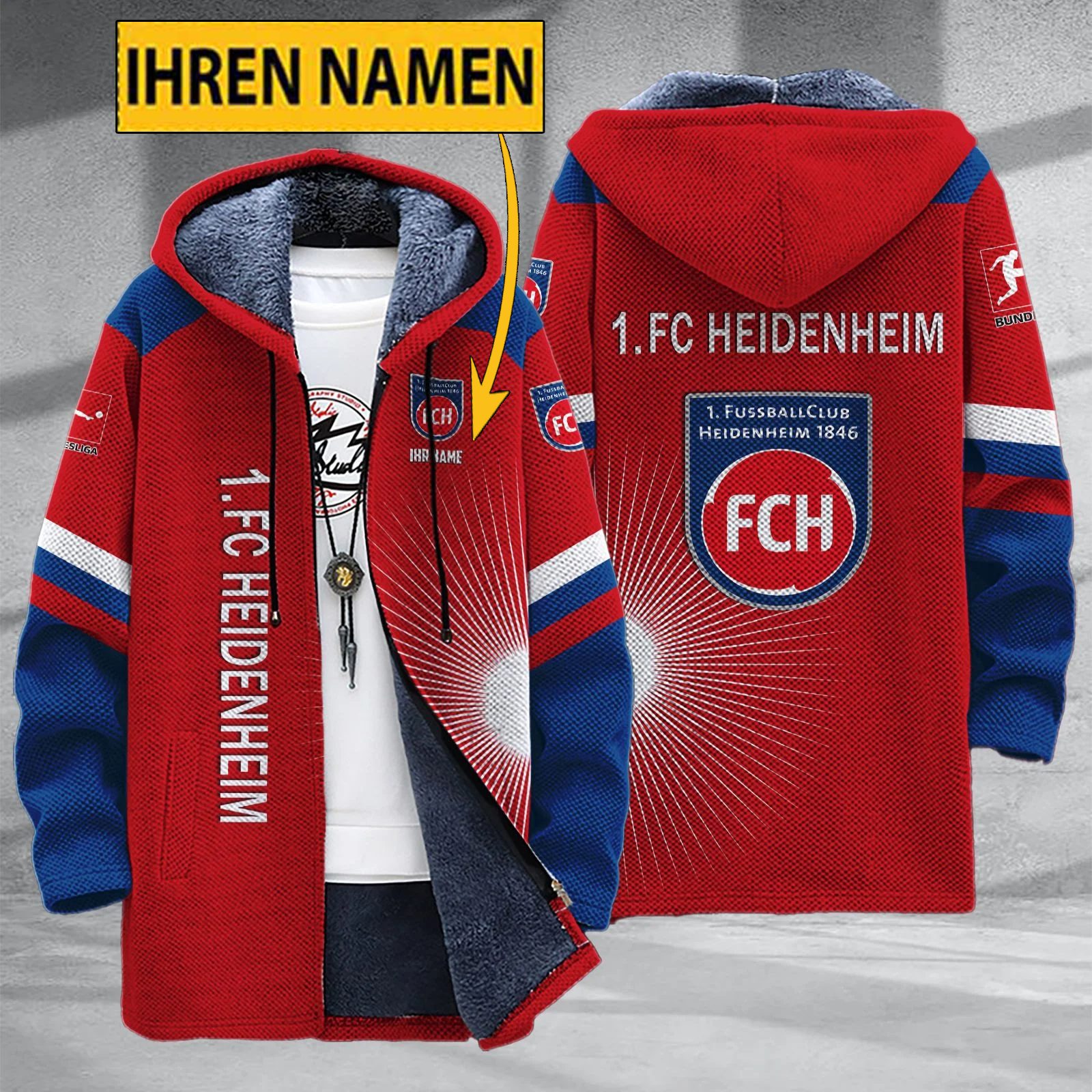Veste polaire FC Heidenheim avec nom individuel Fan Edition Veste polaire FC Heidenheim avec nom individuel Fan Edition