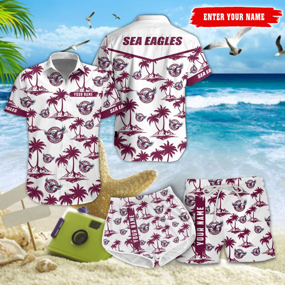 Manly Warringah Sea Eagles Hawaiihemd 10522 Manly Warringah Sea Eagles Hawaiihemd 10522