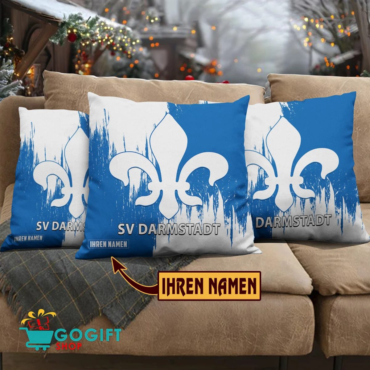 Oreiller SV Darmstadt 98 avec nom individuel, nouvelle édition, avec rembourrage Oreiller SV Darmstadt 98 avec nom individuel, nouvelle édition, avec rembourrage